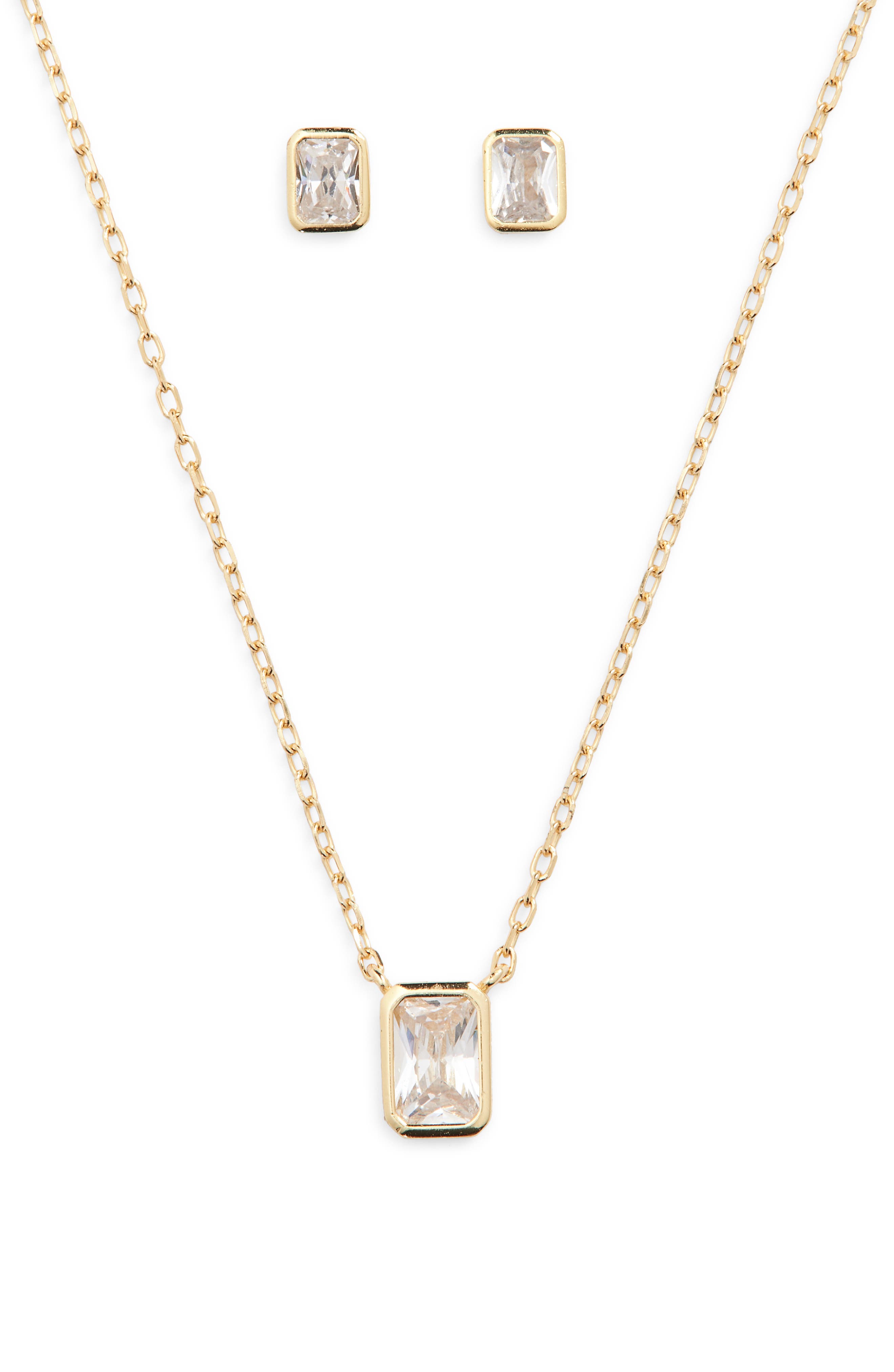 Argento Vivo Sterling Silver Cubic Zirconia Pendant & Stud Earrings Set