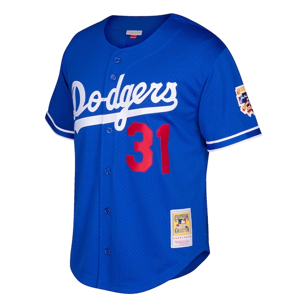 Mike Piazza Los Angeles Dodgers Cooperstown Collection Mesh Batting Practice Button-Up Jersey - Royal