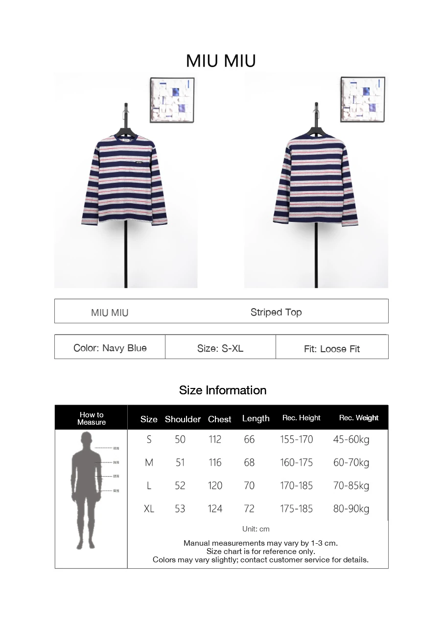 Miu Miu Navy Pink Stripe Crewneck Long Sleeve T-Shirt product photo from LabelPicks