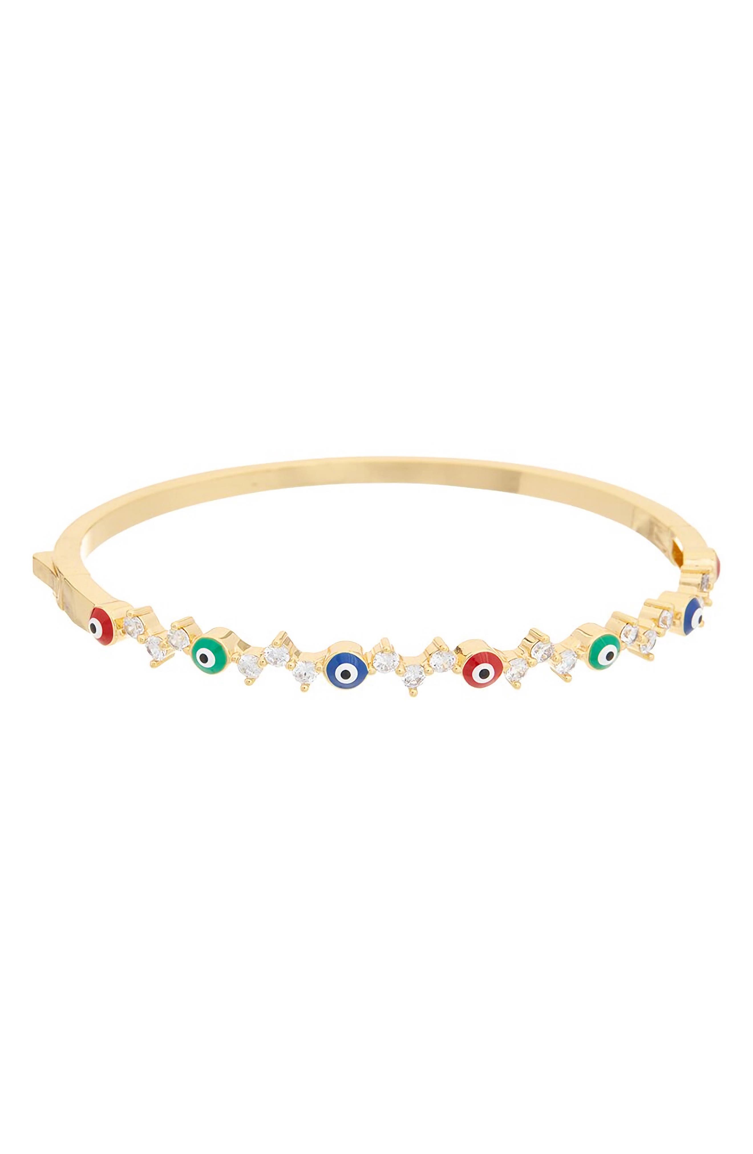 Juvell Cubic Zirconia & Enamel Evil Eye Bangle Bracelet