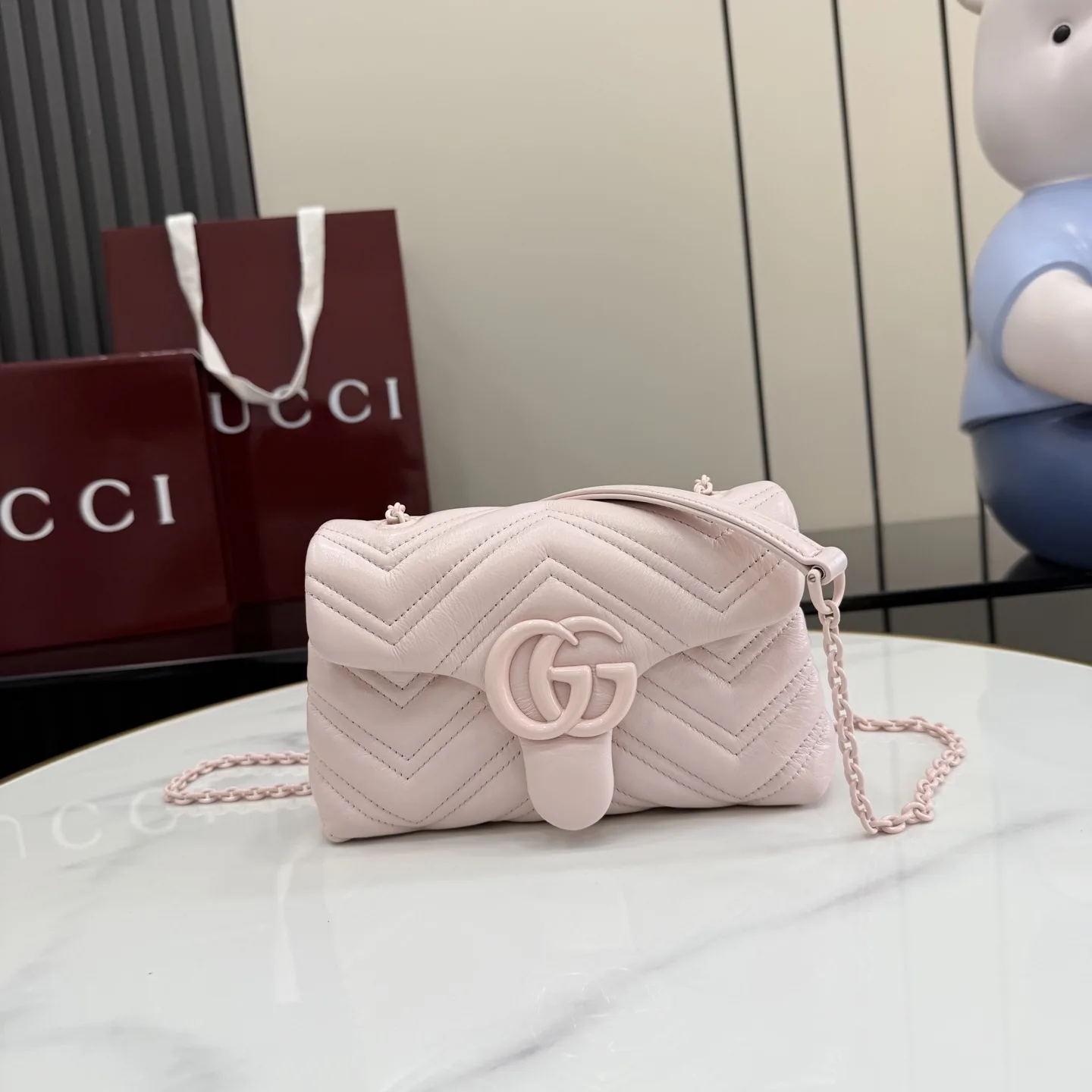 Gucci Pink Marmont GG Supreme Canvas Shoulder Bag product photo from LabelPicks
