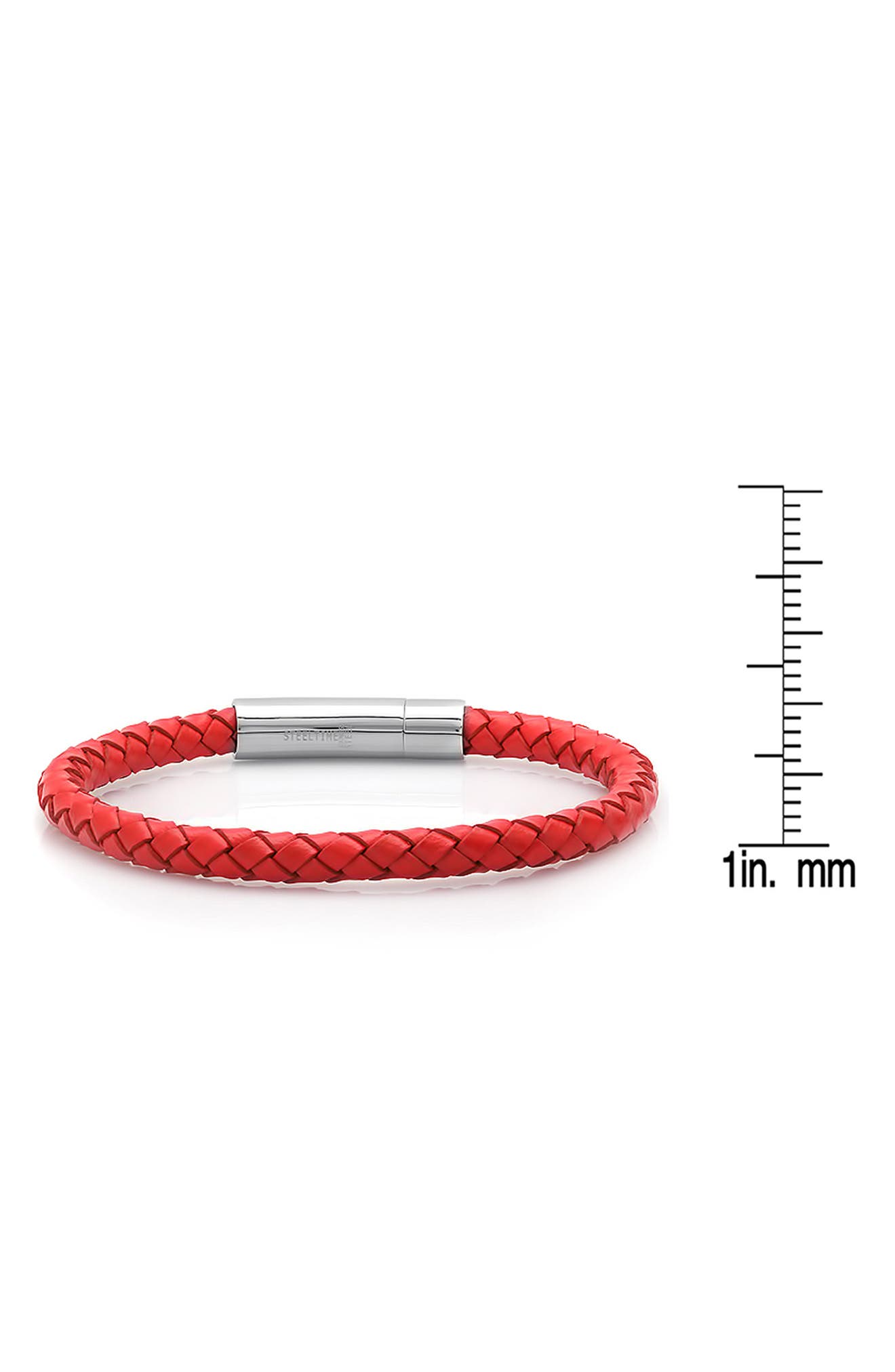 HMY JEWELRY Stainless Steel Charm & Braided Leather Bracelet