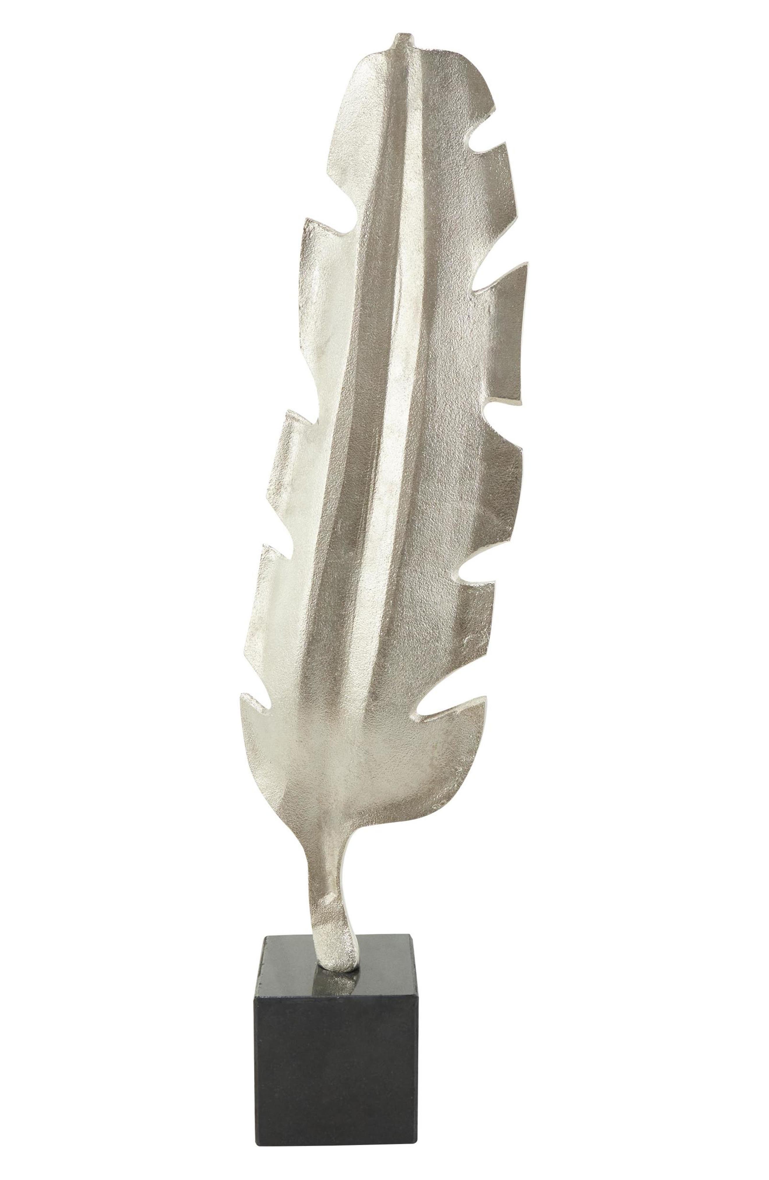 UMA Textured Silver Feather Statue