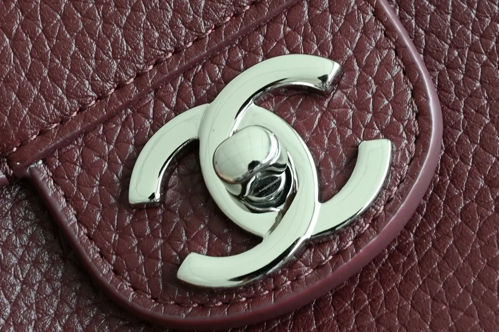 Chanel Burgundy Grained Leather Shoulder Bag product photo from LabelPicks