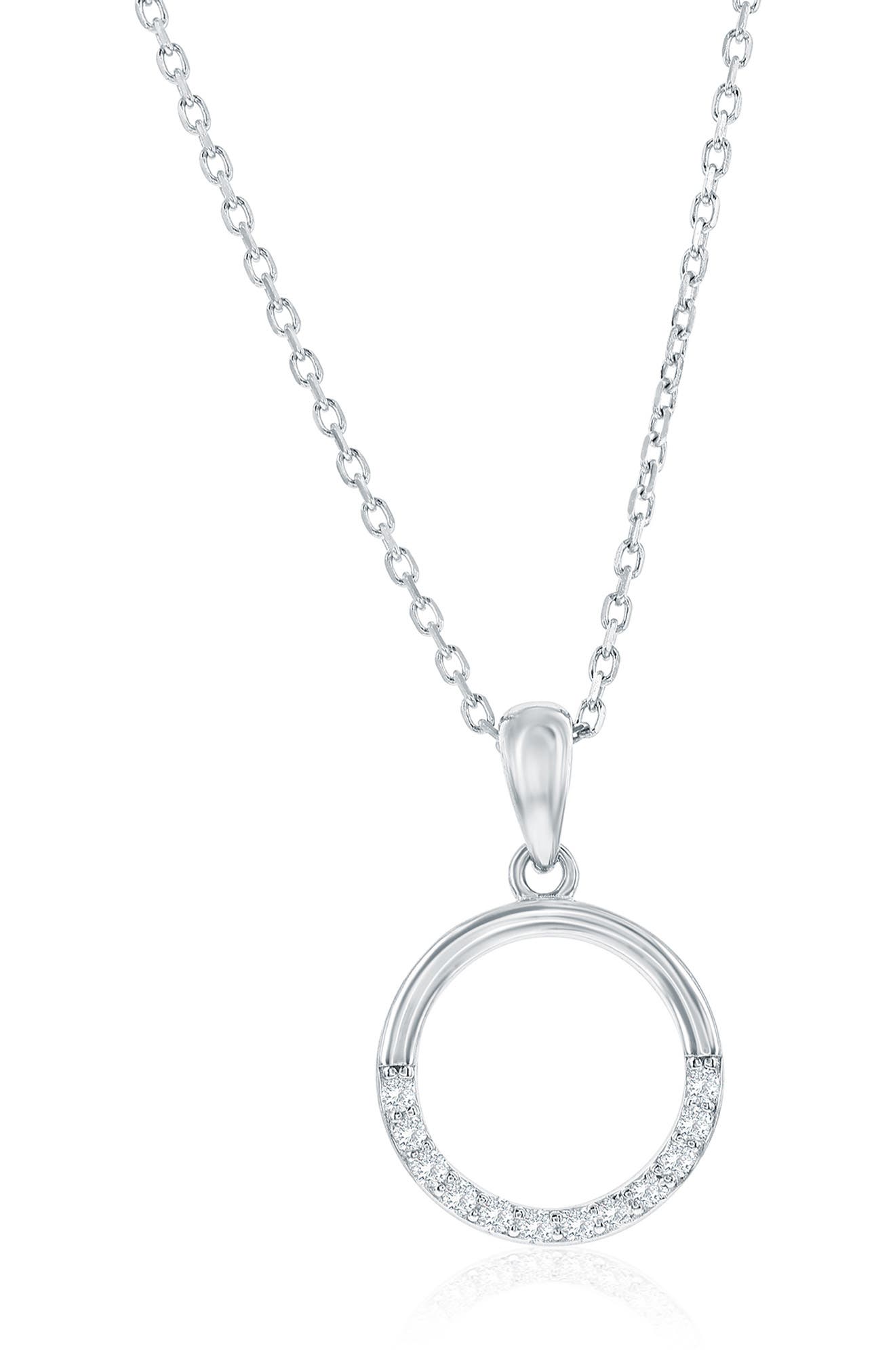 SIMONA Cubic Zirconia Circle Stud Earrings & Pendant Necklace Set