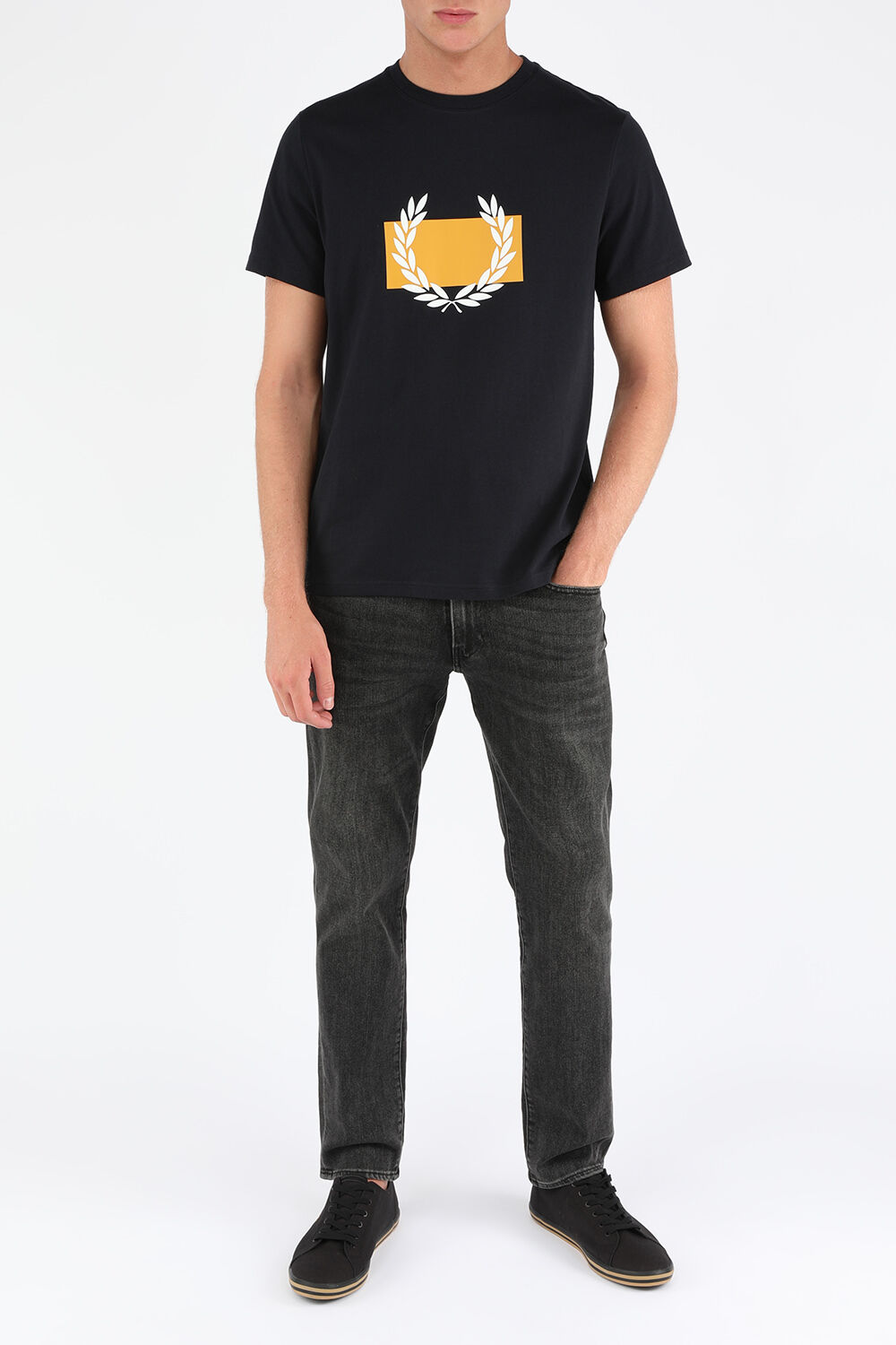 FRED PERRY חולצת טי מכותנה עם הדפס לוגו