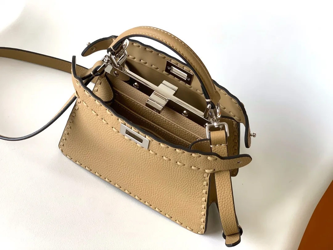 Fendi Peekaboo Beige Calfskin Top Handle Bag product photo from LabelPicks