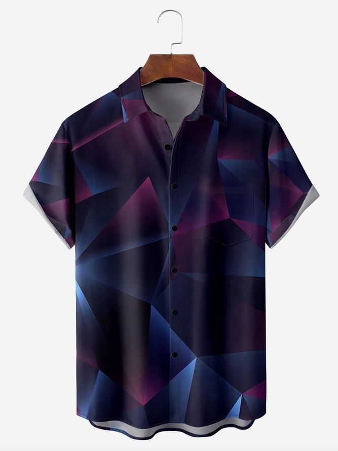 3D Art Chest Pocket Short Sleeve Casual Shirt