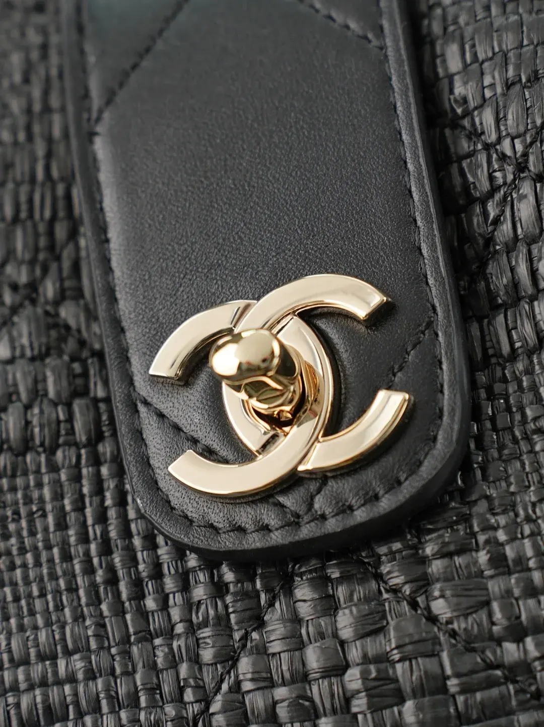 Chanel Black Straw Woven Shoulder Bag product photo from LabelPicks