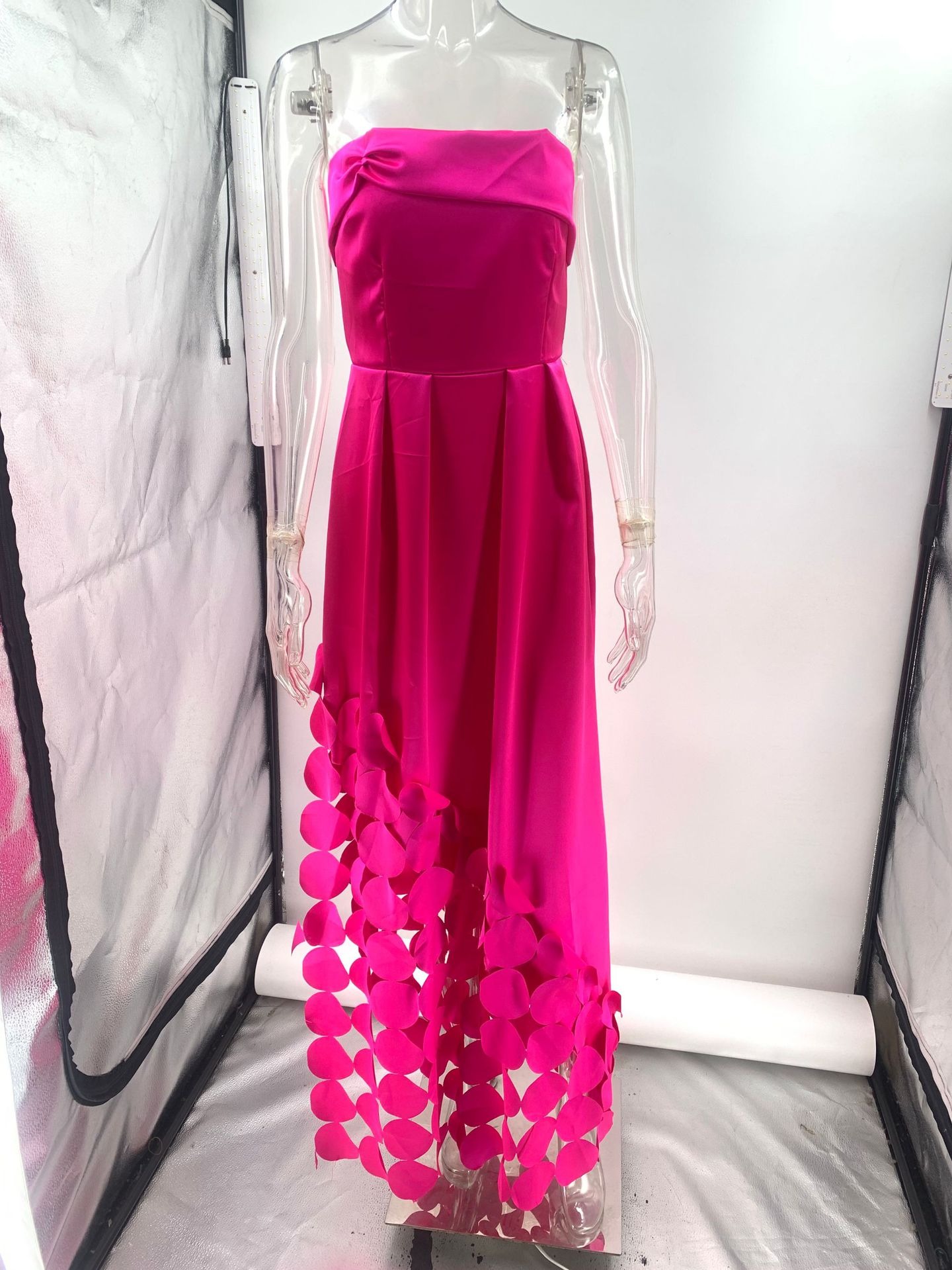 Sexy Elegant Off Shoulder Satin Spliced Hollow Out Party Dress Women's Summer Backless Red Chic Banquet Evening Dresses 2026 New