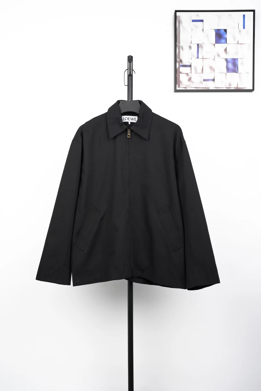 LOEWE Black Pleated Back Jacket with Leather Label product photo from LabelPicks