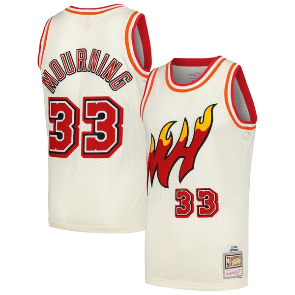 Alonzo Mourning Miami Heat Chainstitch Swingman Jersey - Cream