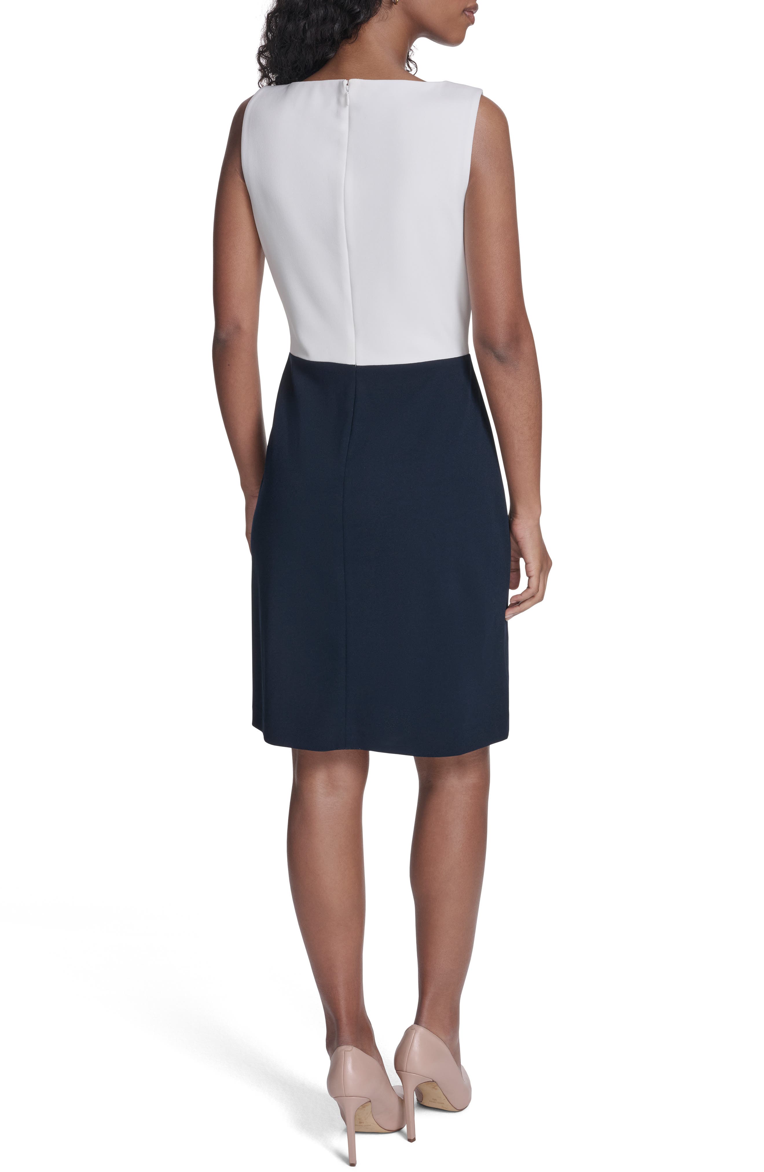 Tommy Hilfiger Colorblock Sleeveless Crepe Sheath Dress