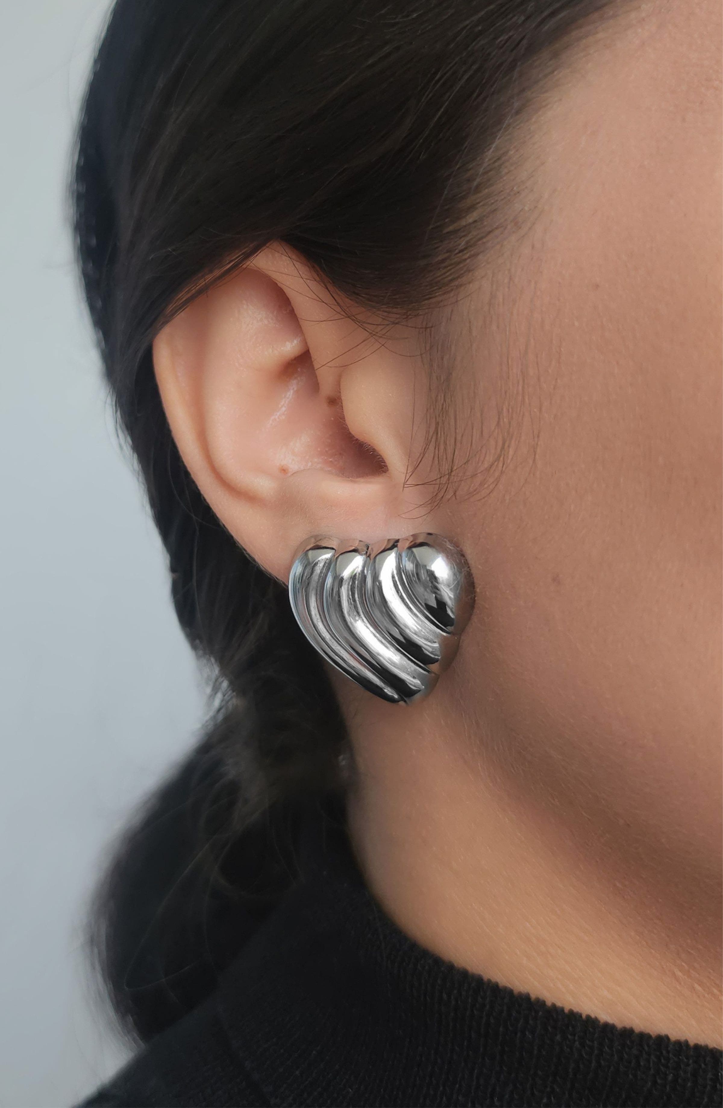 Adornia Statement Heart Stud Earrings