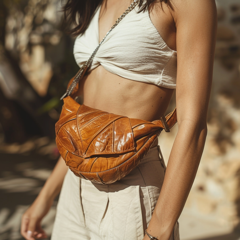 Tan Vintage Distressed Crinkled Leather Sling Bag
