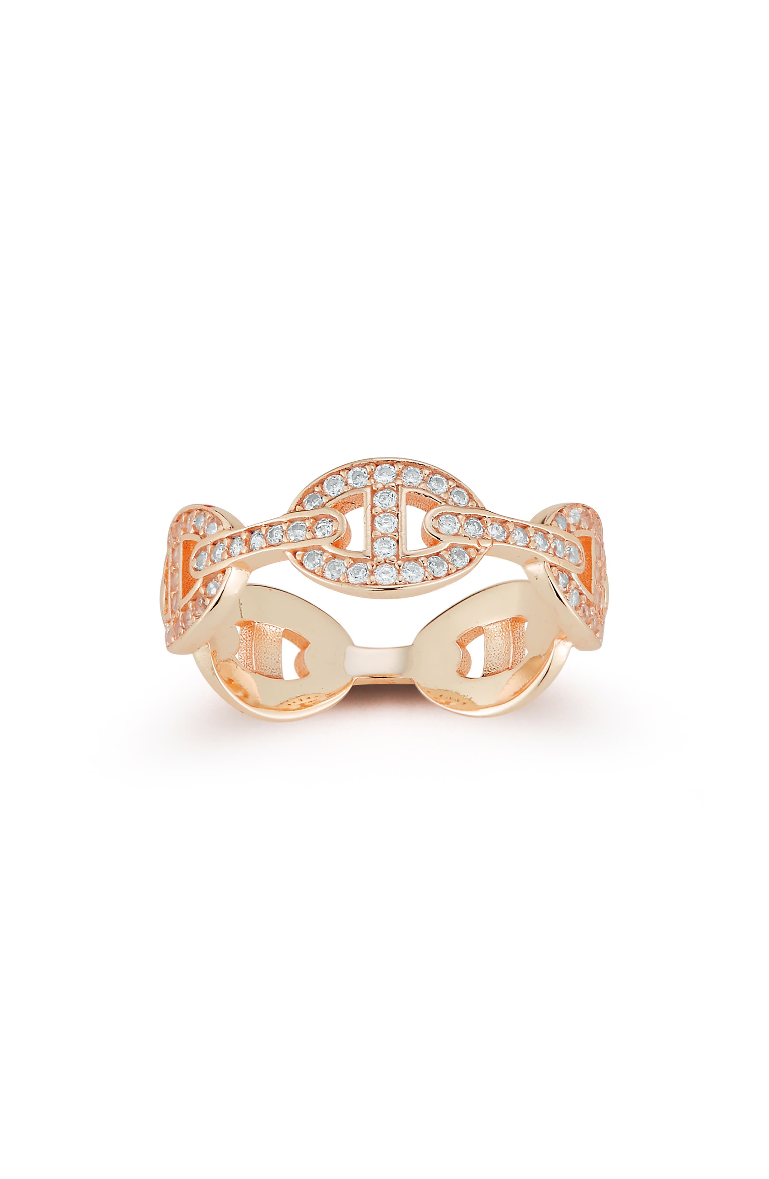 GLAZE JEWELRY 14-Karat Rose Gold Frozen Mariner Link Ring
