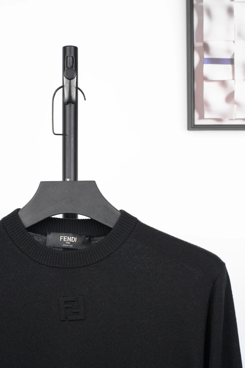 Fendi Black Embossed FF Wool Crewneck Sweater product photo from LabelPicks