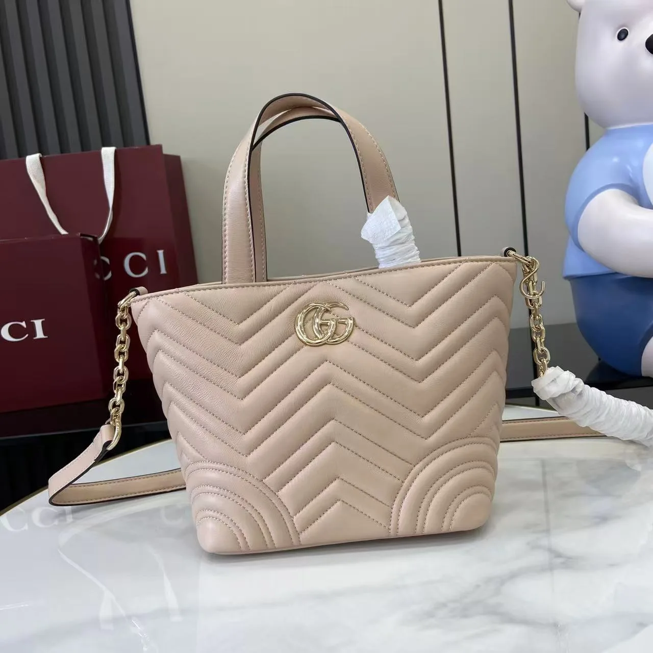 Gucci Pink Marmont GG Supreme Canvas Shoulder Bag product photo from LabelPicks