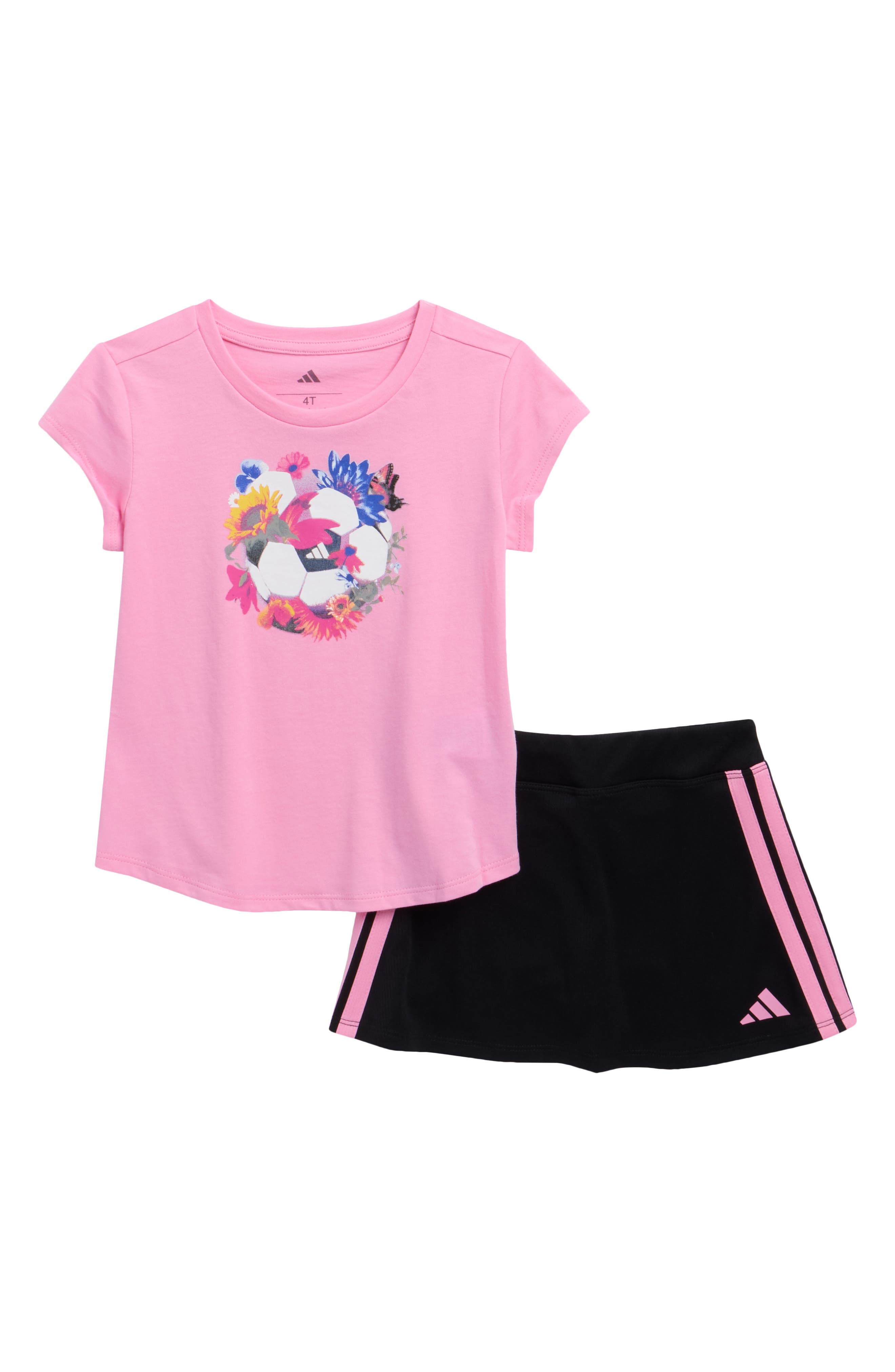 adidas Kids' Graphic T-Shirt & Mesh Skort Set