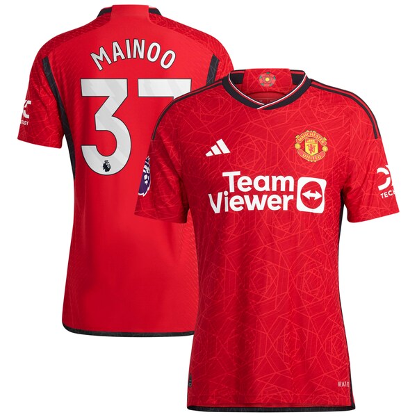 Kobbie Mainoo Manchester United adidas 2023/24 Home Authentic Player Jersey - Red/Green