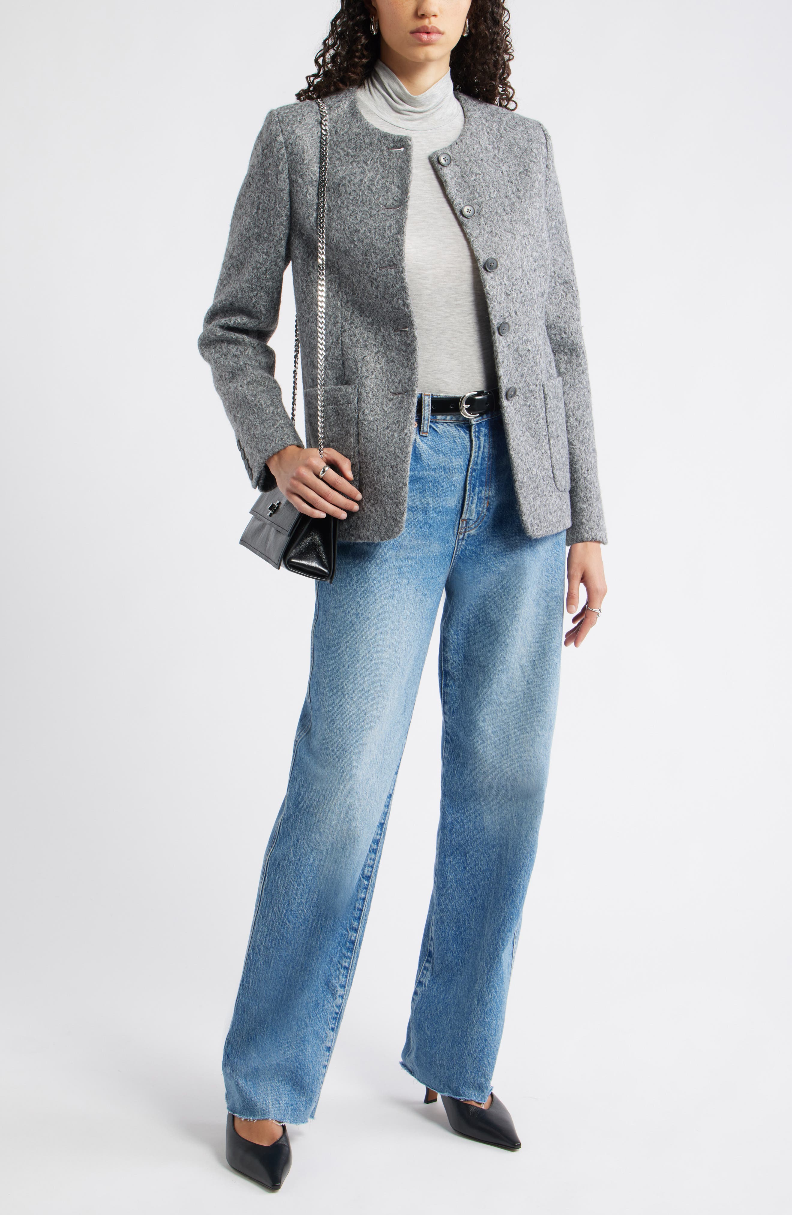 Nordstrom Textured Collarless Jacket