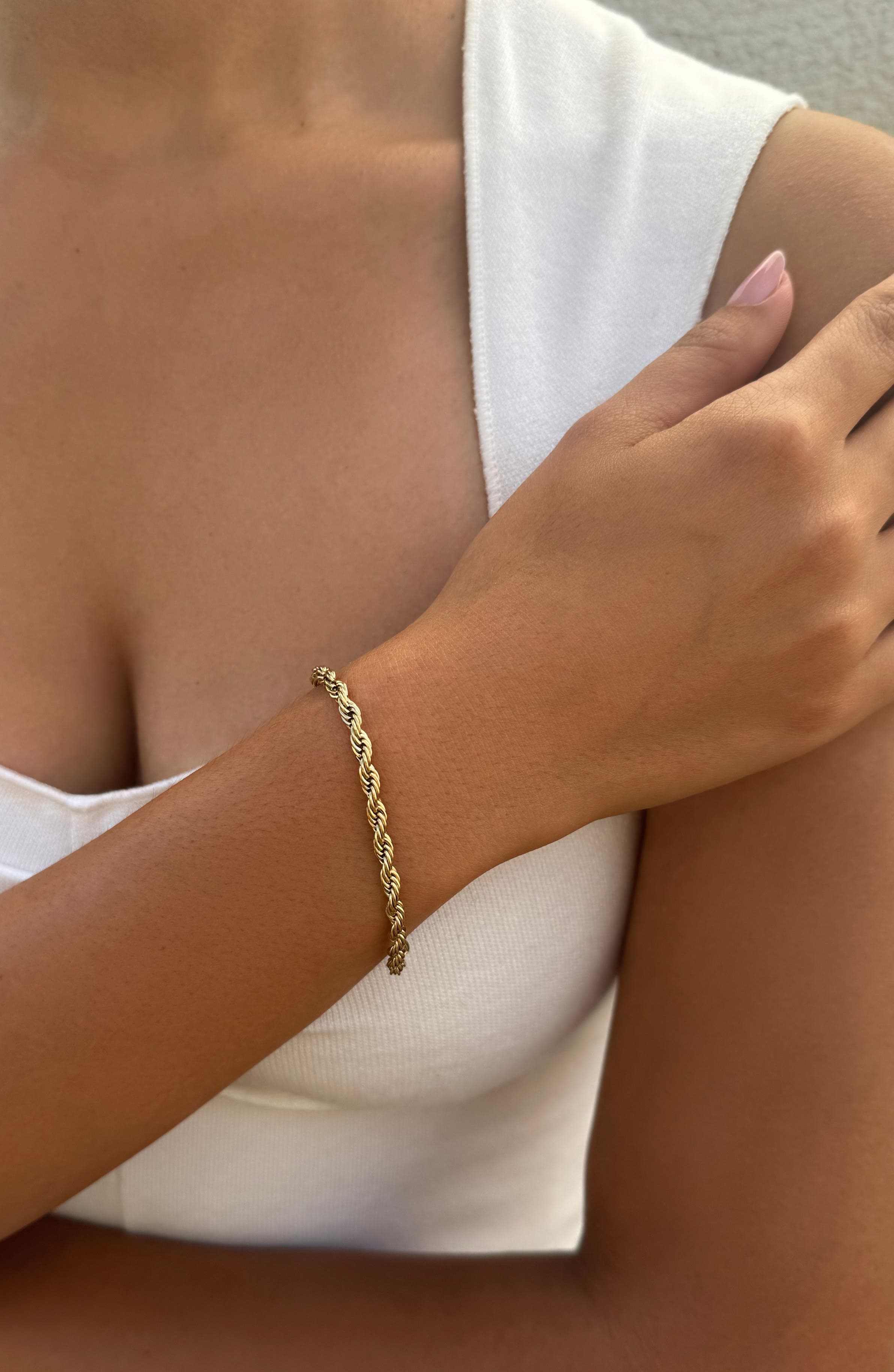 Adornia 18K Gold Plated Stainless Steel Rope Chain Bracelet