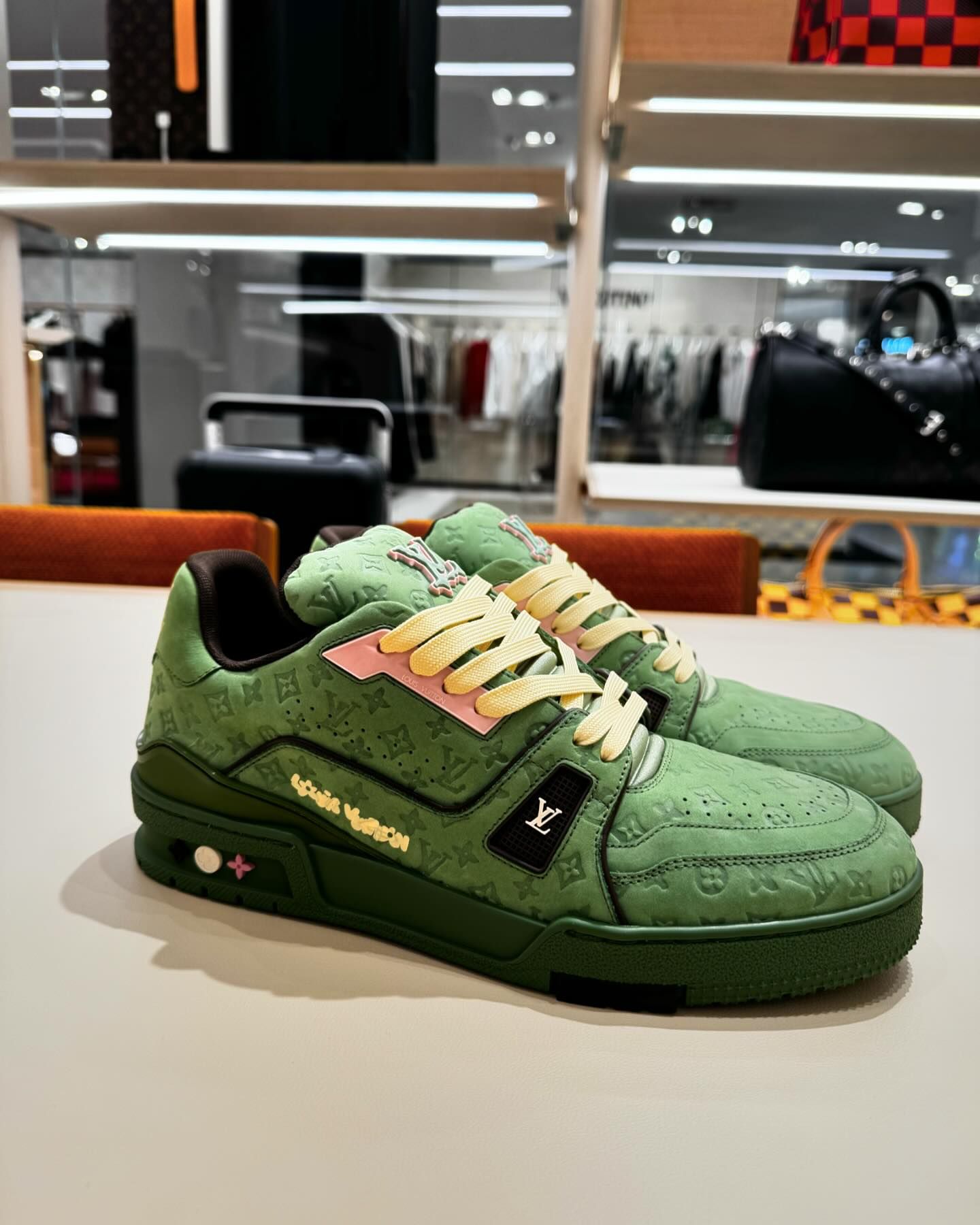 Classic avocado color matching shoes
