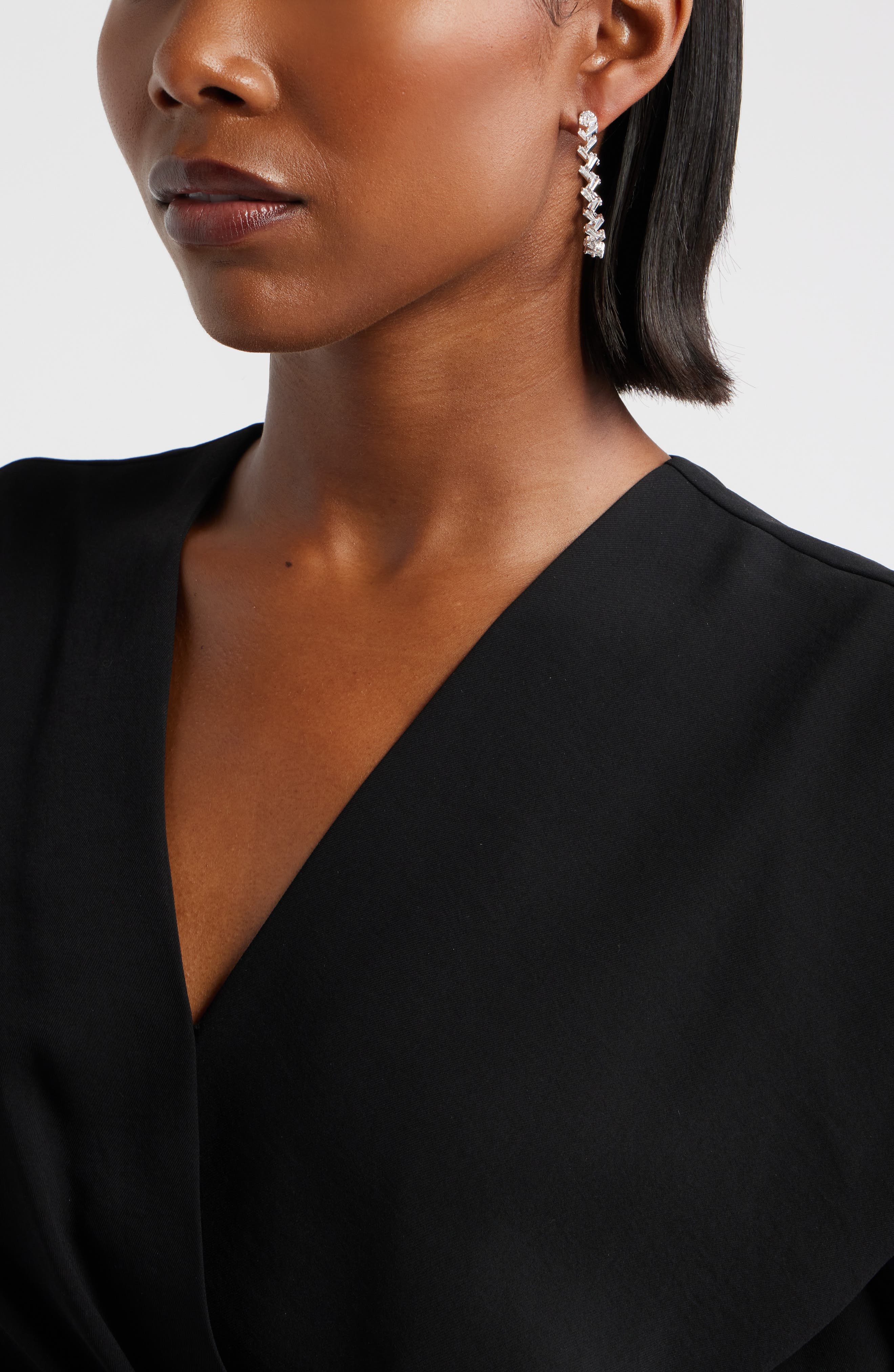 Nordstrom Cubic Zirconia Baguette Hoop Earrings