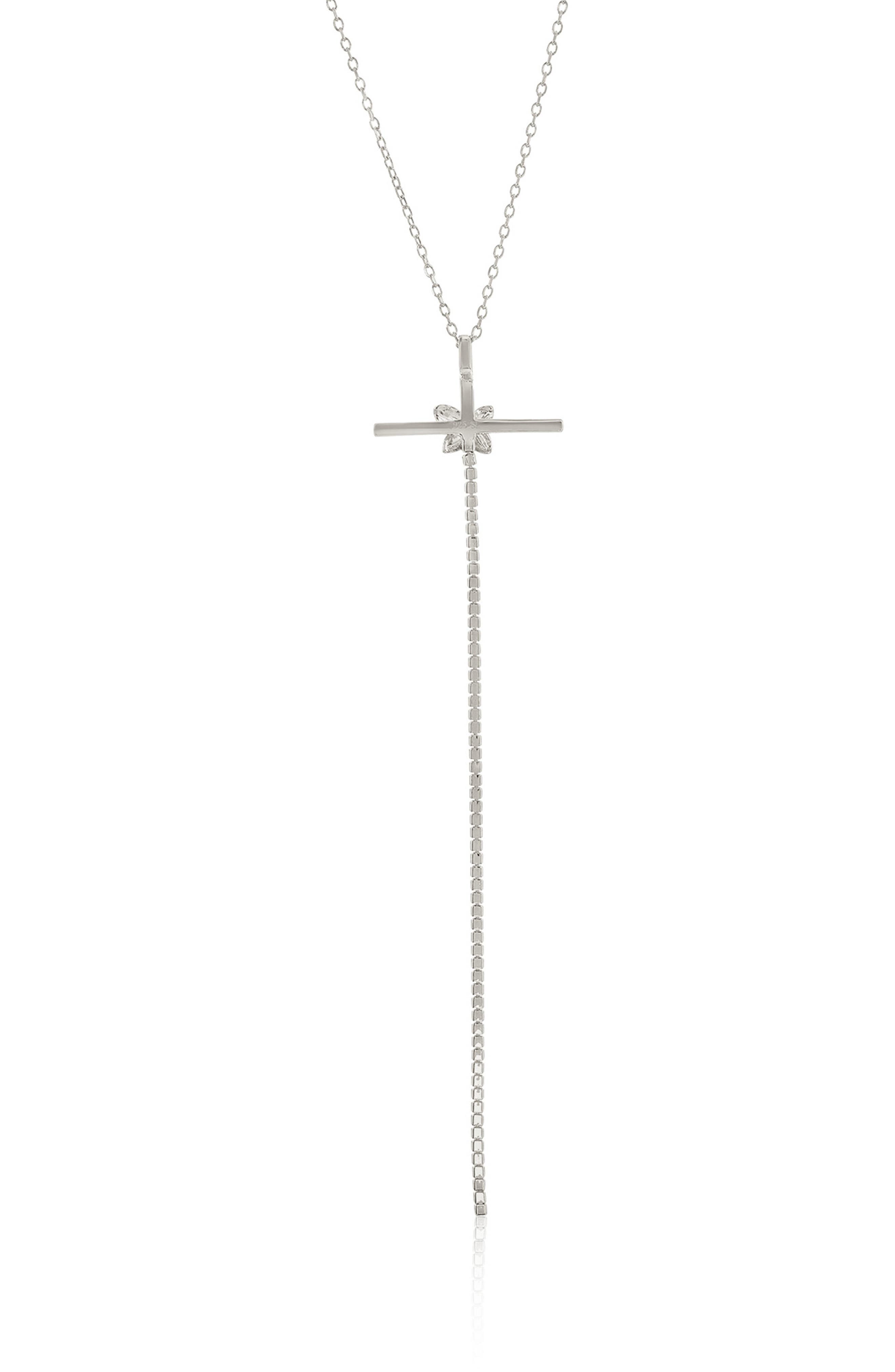SUZY LEVIAN Cubic Zirconia Floral Cross Pendant Necklace