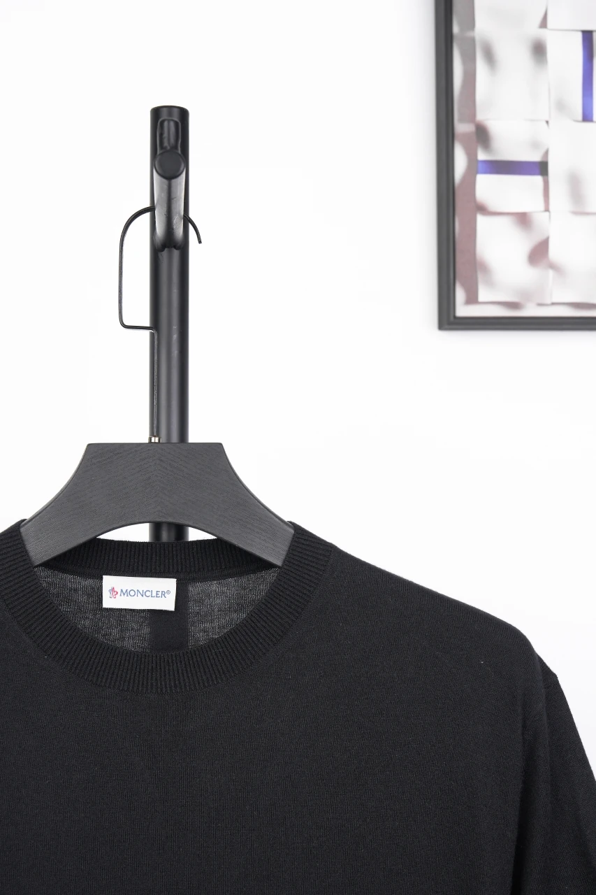 Moncler Black Silk Blend Tonal Logo Crewneck T-Shirt product photo from LabelPicks
