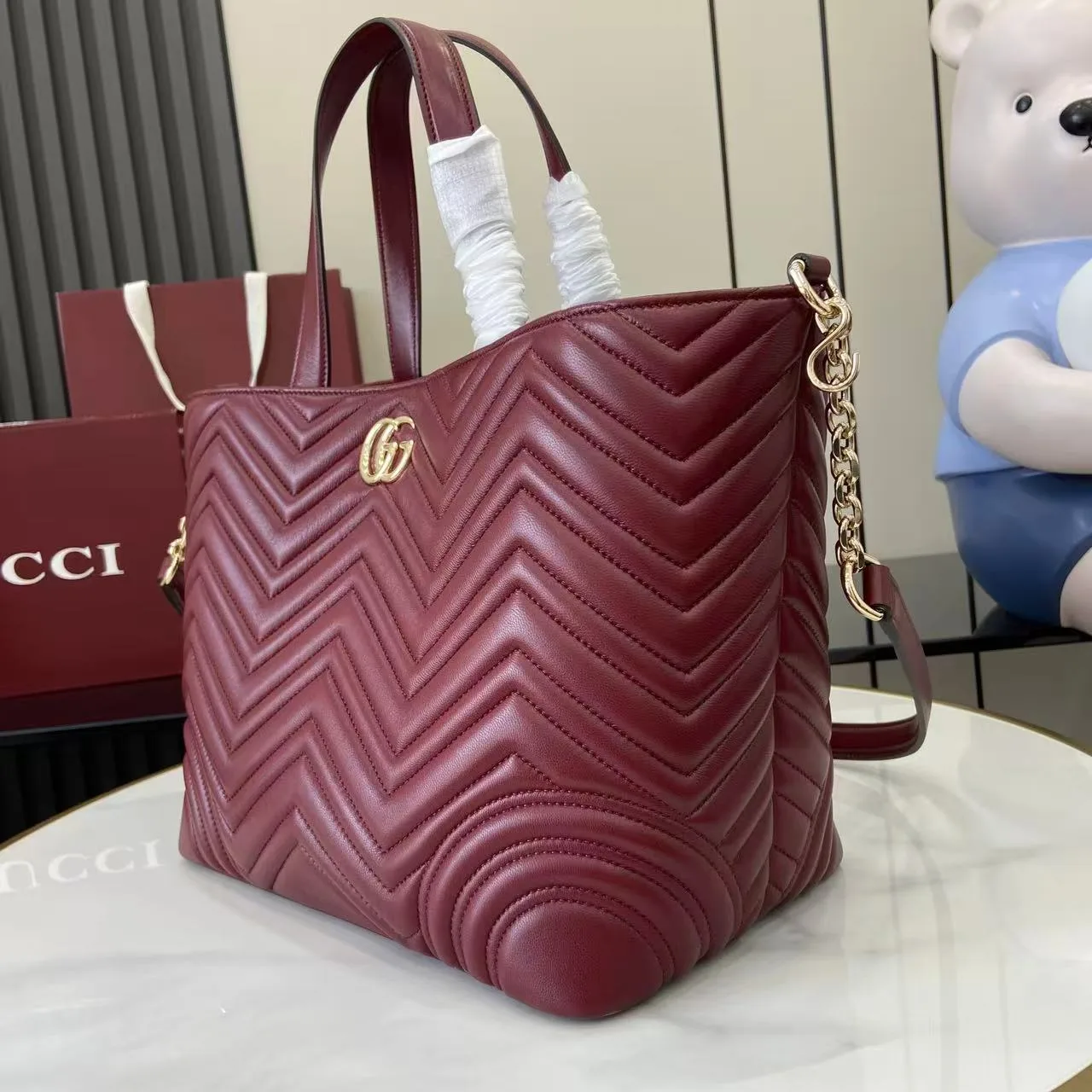 Gucci Marmont Red GG Supreme Canvas Tote Bag product photo from LabelPicks