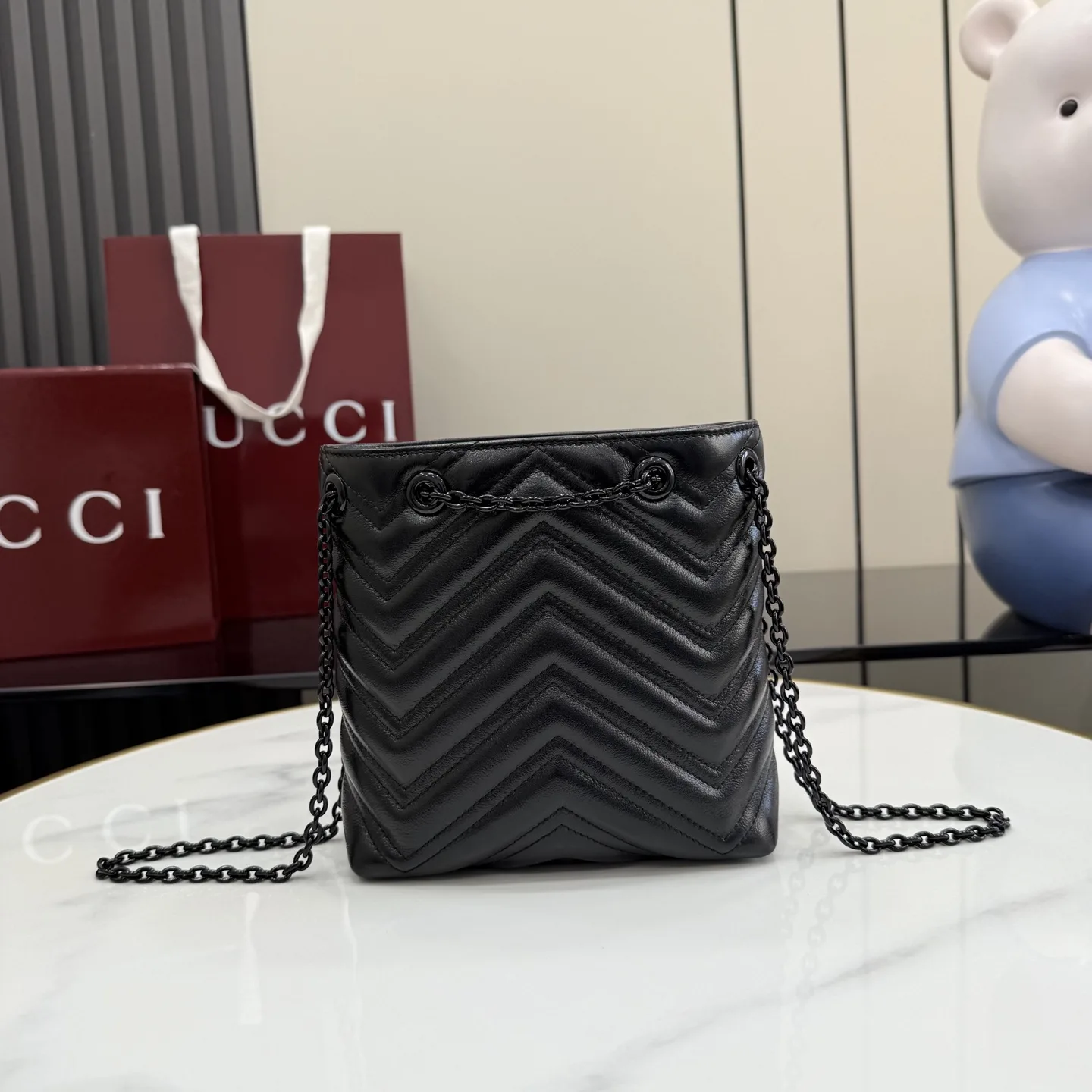 Gucci Black Marmont GG Supreme Canvas Bucket Bag product photo from LabelPicks