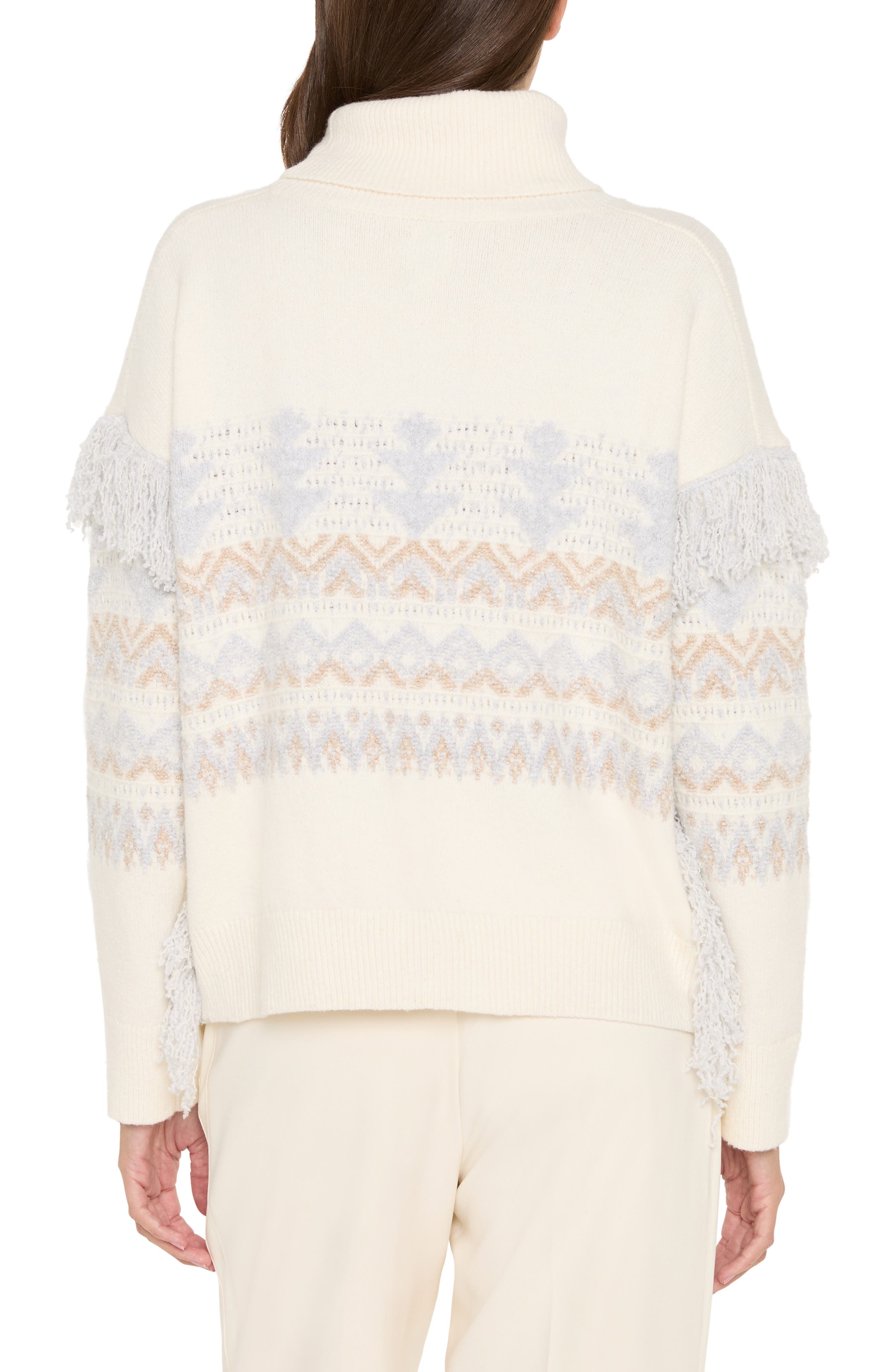 NIC+ZOE Fringe Trim Fair Isle Sweater