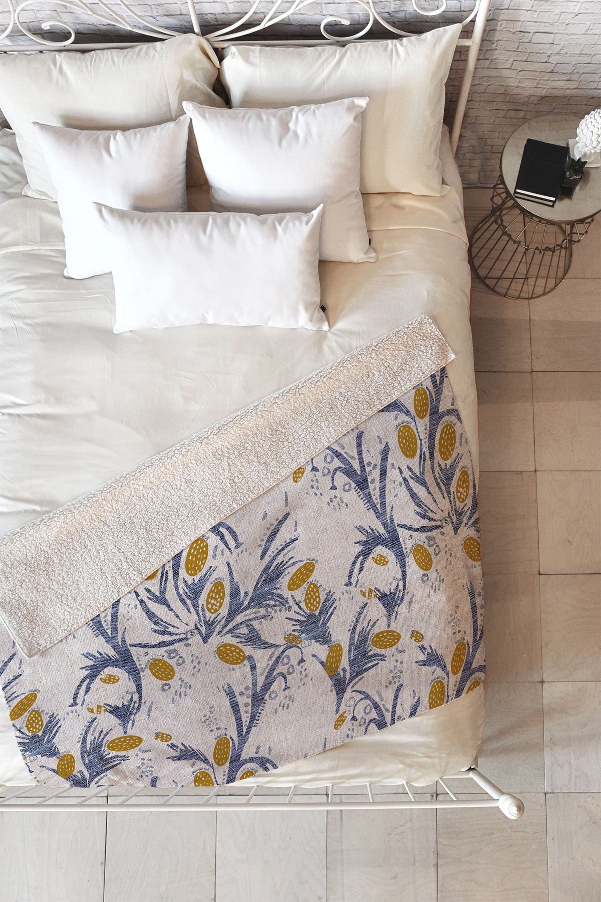 Deny Designs Holli Zollinger French Linen Thistle Faux Shearling Fleece Throw Blanket