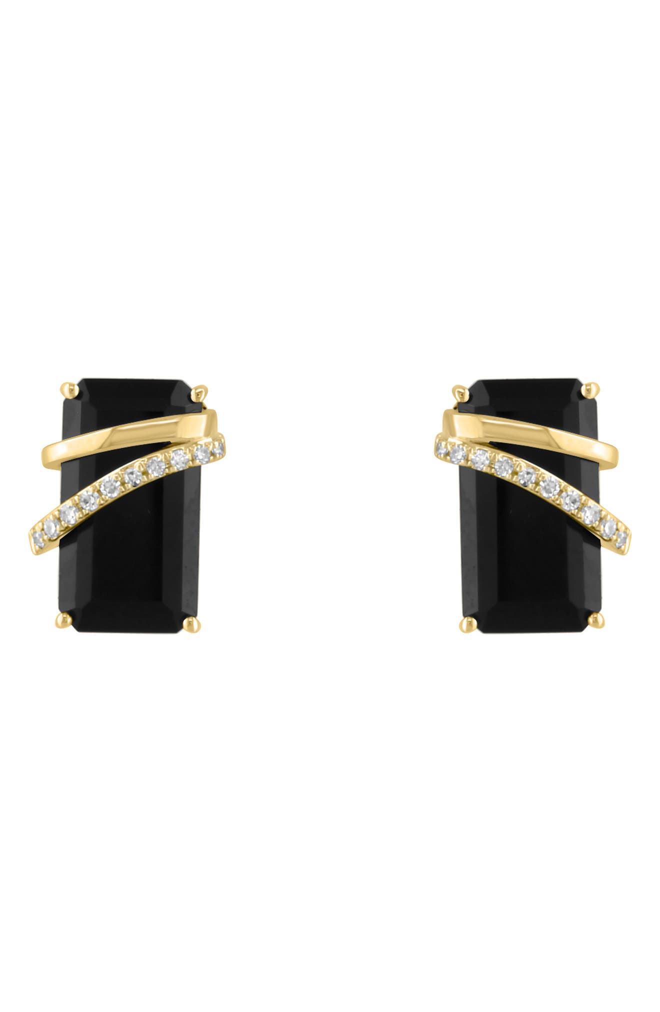 EFFY 14K Gold Diamond & Onyx Stud Earrings