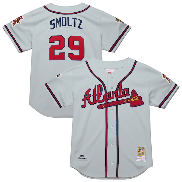 John Smoltz Atlanta Braves  1995 Throwback Authentic Jersey - Gray