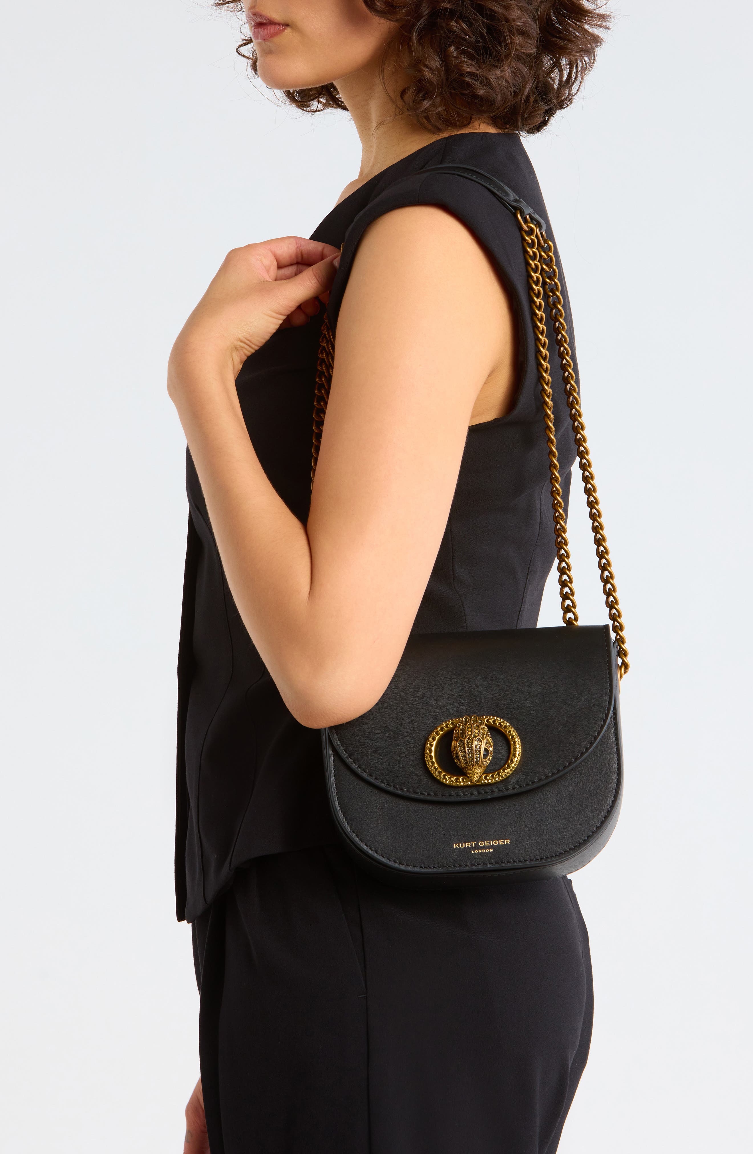 Kurt Geiger London Chelsea Genuine Leather Saddle Bag
