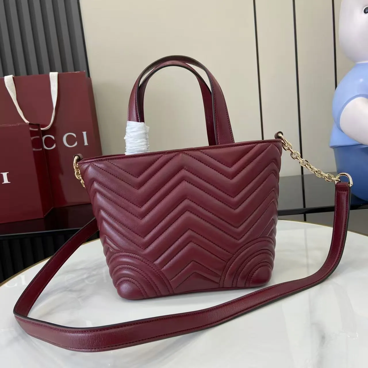 Gucci Red Marmont GG Supreme Canvas Tote Bag product photo from LabelPicks