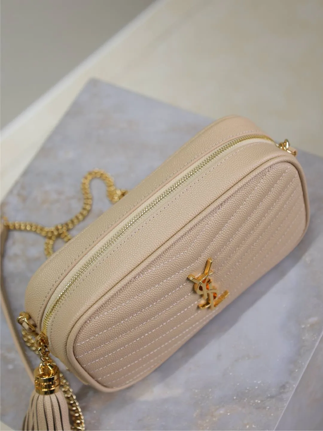 Saint Laurent Beige Calfskin Shoulder Bag product photo from LabelPicks