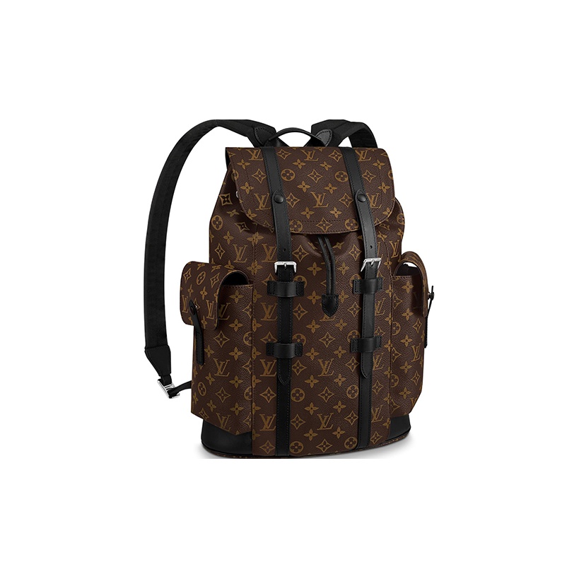 LOUIS VUITTON CHRISTOPHER Men's Medium-Size Backpack in Brown Canvas with Monogram Pattern