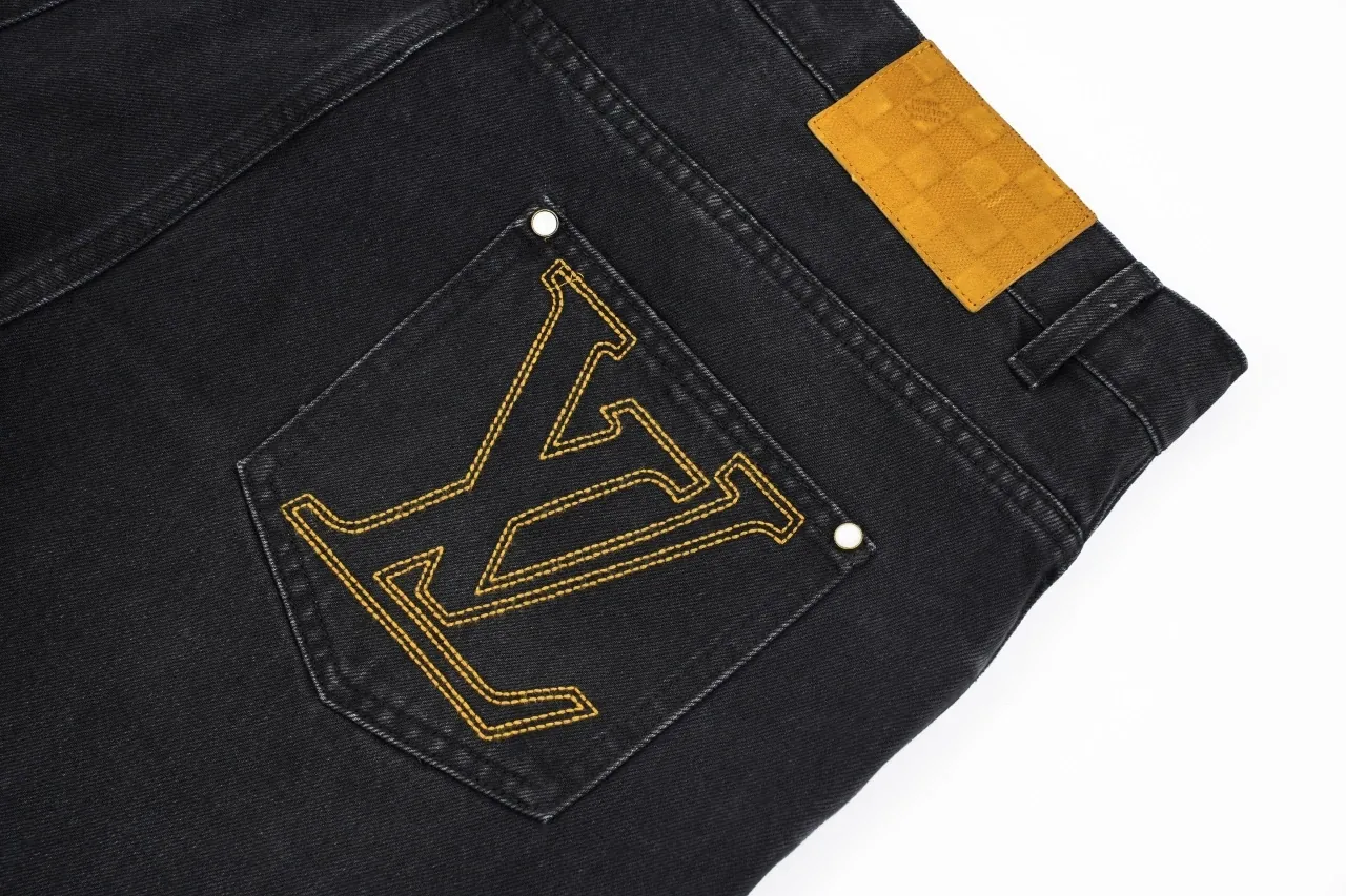 Louis Vuitton Black Stitch Monogram Letter Denim Pants product photo from LabelPicks