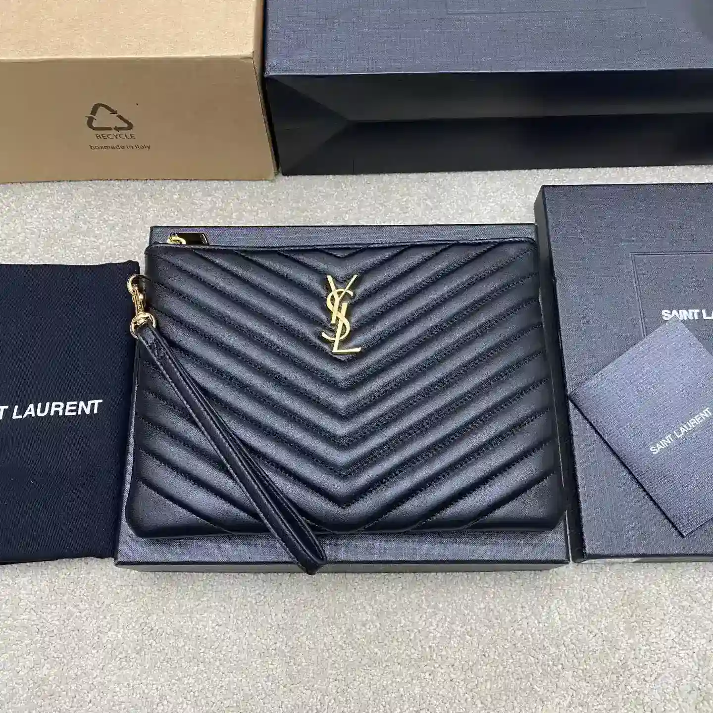 Saint Laurent Black Quilted Leather Clutch product photo from LabelPicks