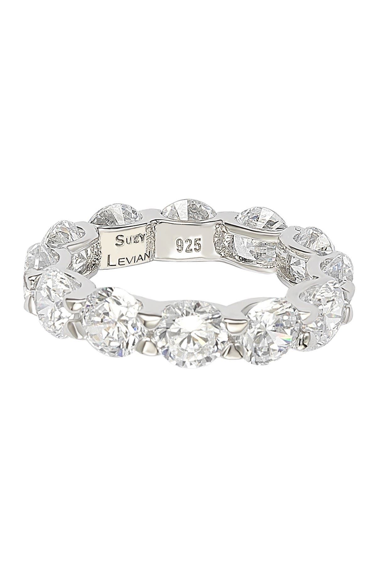 SUZY LEVIAN Sterling Silver CZ Round Cut Eternity Band Ring