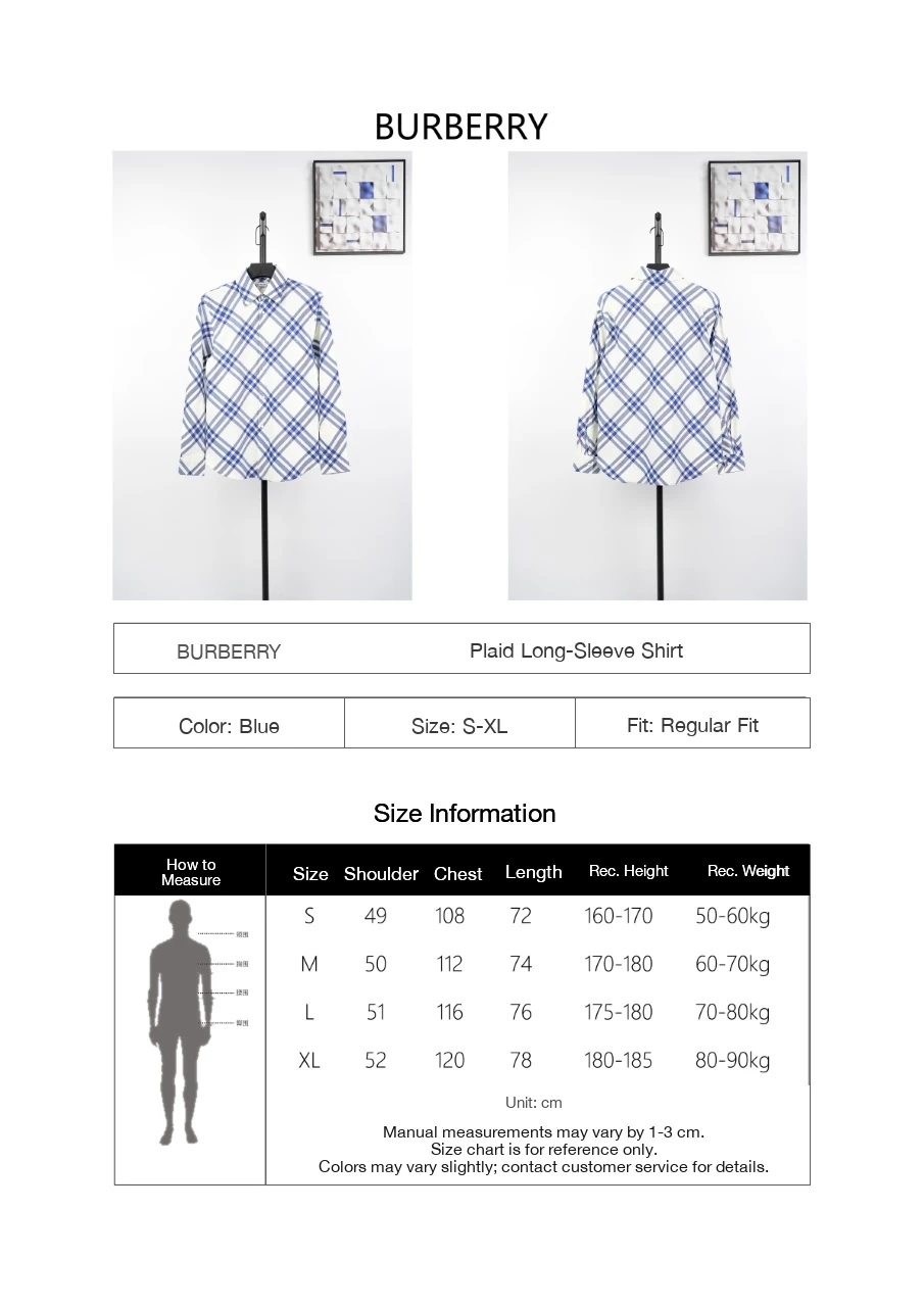 Burberry Blue White Check Long Sleeve Shirt product photo from LabelPicks