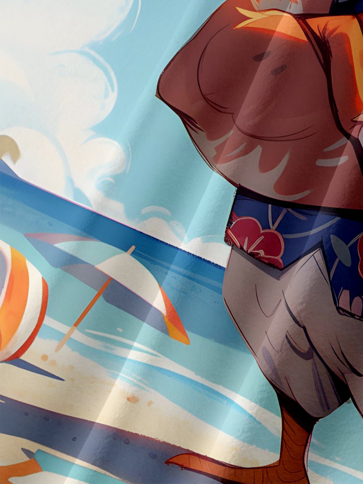 Moisture-wicking Beach Vacation Chicken Chest Pocket Hawaiian Shirt