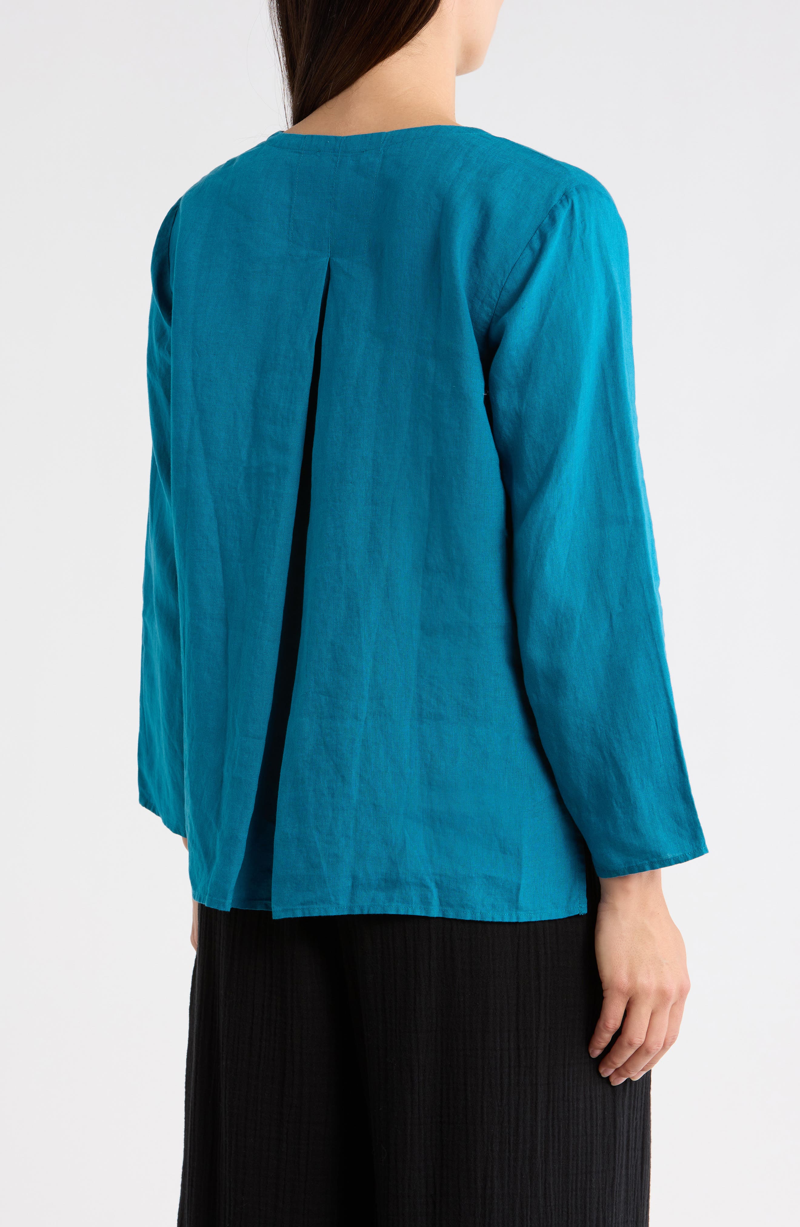 Eileen Fisher Split Neck Organic Linen Top