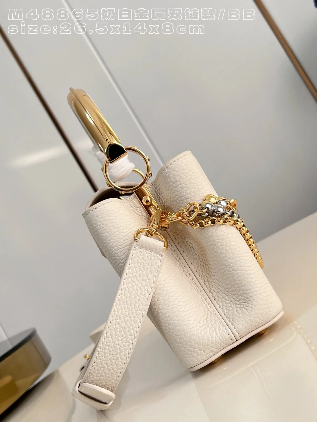 Louis Vuitton Capucines White Grained Leather Crossbody Bag product photo from LabelPicks