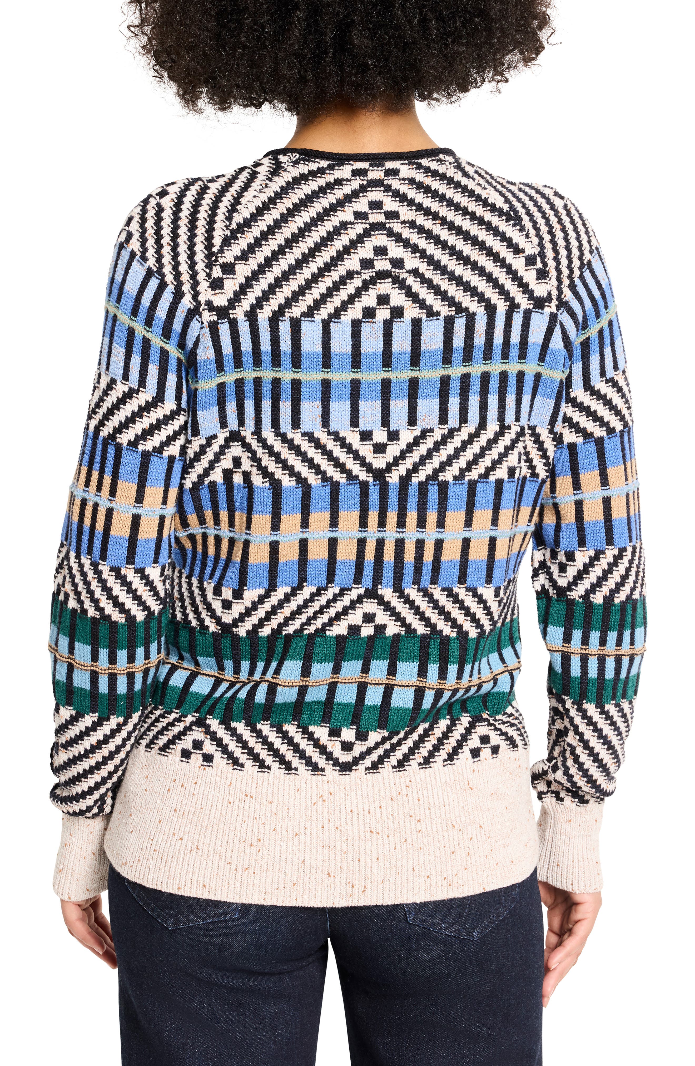 NIC+ZOE Graphic Stripe Cotton Blend Sweater