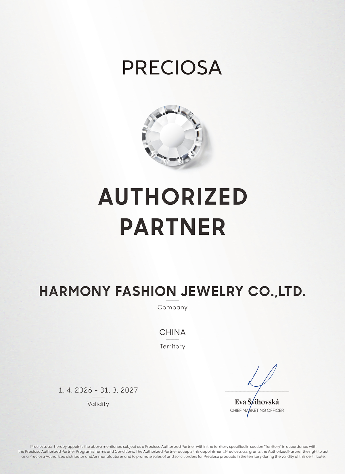 PRECIOSA Authorization Certificate