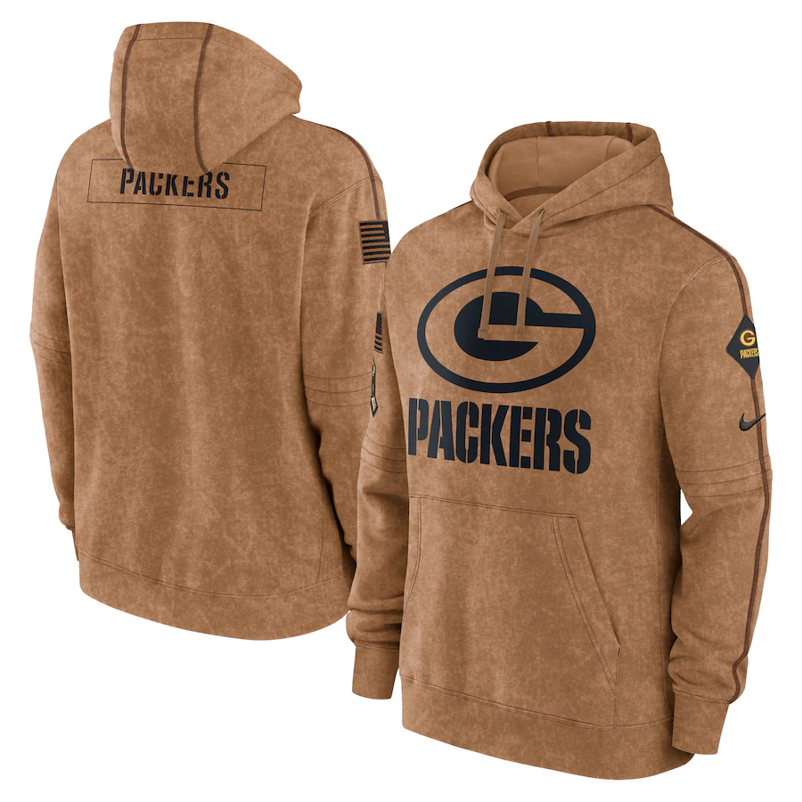 Green Bay Packers Men's Nike Brown 2023 Salute To Service Club Pullover Hoodie